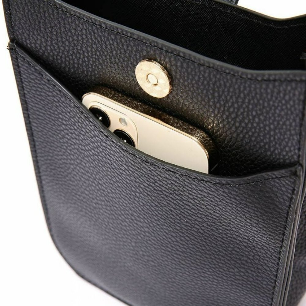 Side Pouch Mini Crossbody Bag Solid Black with Tw… - image 7